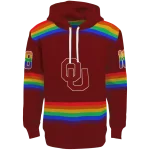 custom oklahoma sooners rainbow stripes crimson hoodie best selling