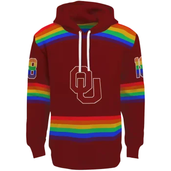 custom oklahoma sooners rainbow stripes crimson hoodie best selling