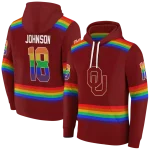 custom oklahoma sooners rainbow stripes crimson hoodie best selling