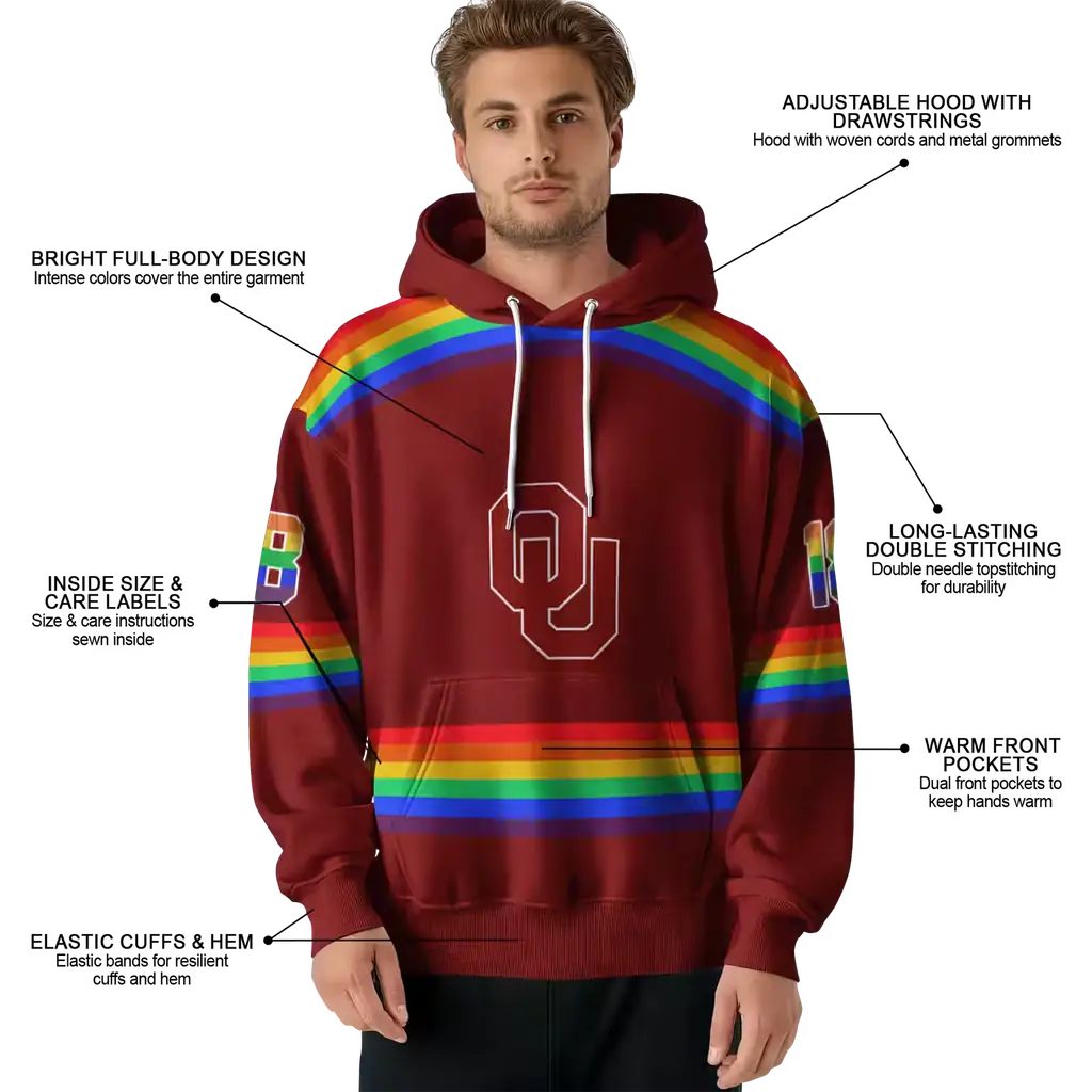custom oklahoma sooners rainbow stripes crimson hoodie latest model custom oklahoma sooners rainbow stripes crimson hoodie latest model