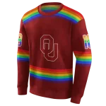 custom oklahoma sooners rainbow stripes crimson hoodie best selling