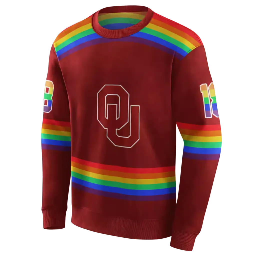custom oklahoma sooners rainbow stripes crimson hoodie new arrival custom oklahoma sooners rainbow stripes crimson hoodie new arrival