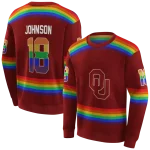 custom oklahoma sooners rainbow stripes crimson hoodie best selling