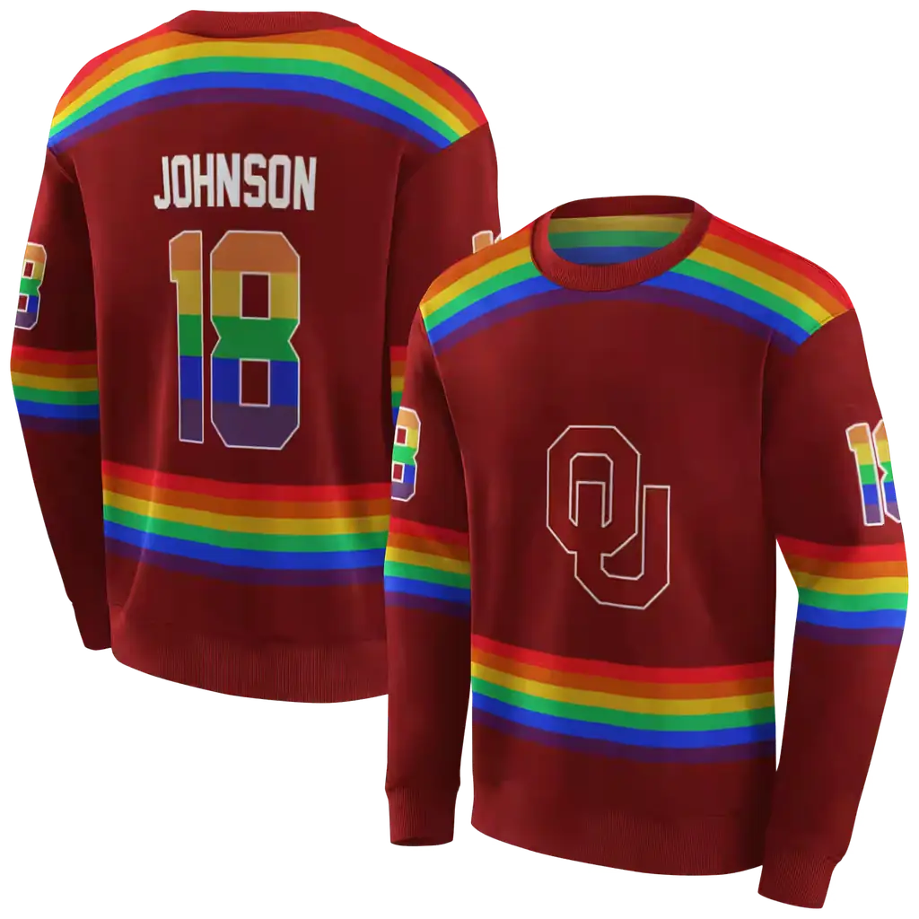 custom oklahoma sooners rainbow stripes crimson hoodie premium grade custom oklahoma sooners rainbow stripes crimson hoodie premium grade