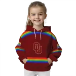 custom oklahoma sooners rainbow stripes crimson hoodie best selling
