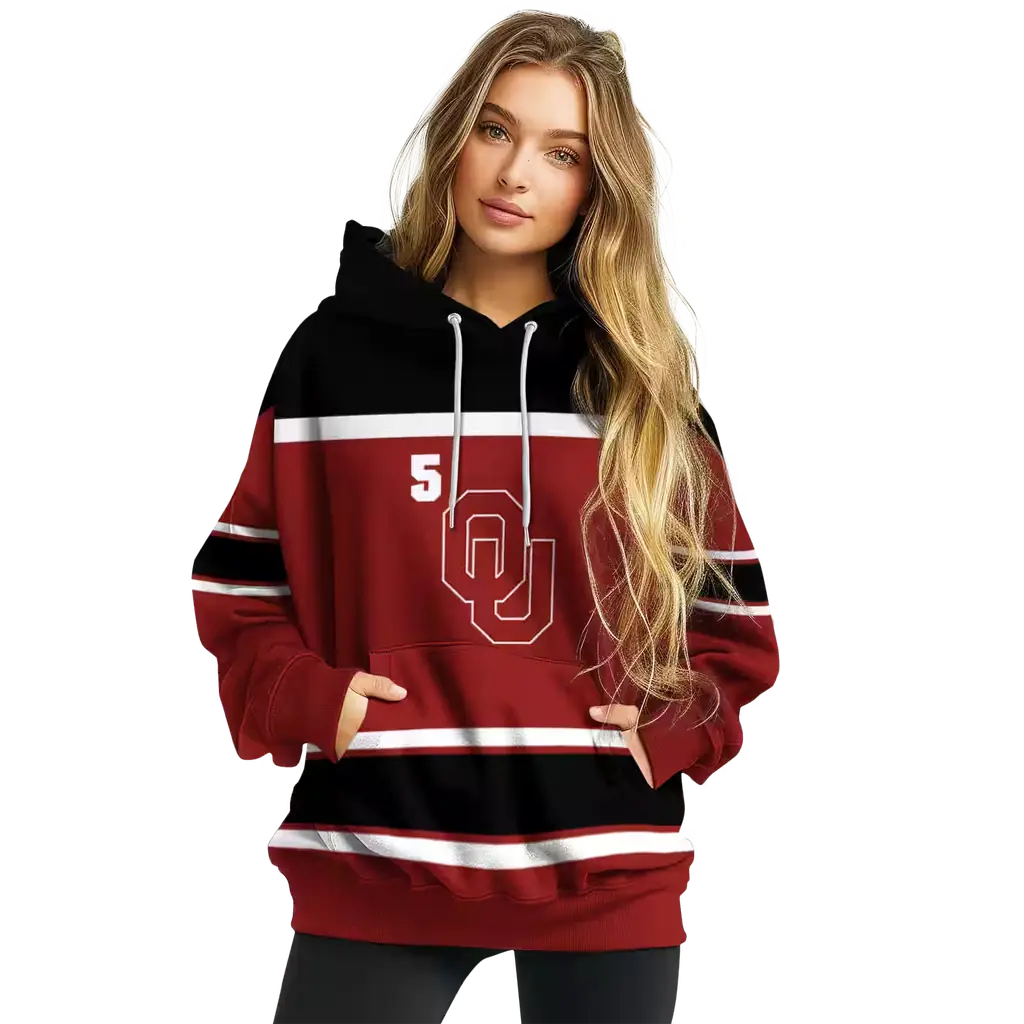 custom oklahoma sooners striped pattern crimson hoodie high quality custom oklahoma sooners striped pattern crimson hoodie high quality