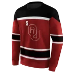custom oklahoma sooners striped pattern crimson hoodie best selling
