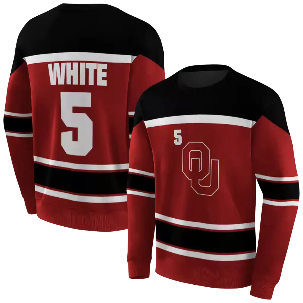 custom oklahoma sooners striped pattern crimson hoodie premium grade custom oklahoma sooners striped pattern crimson hoodie premium grade