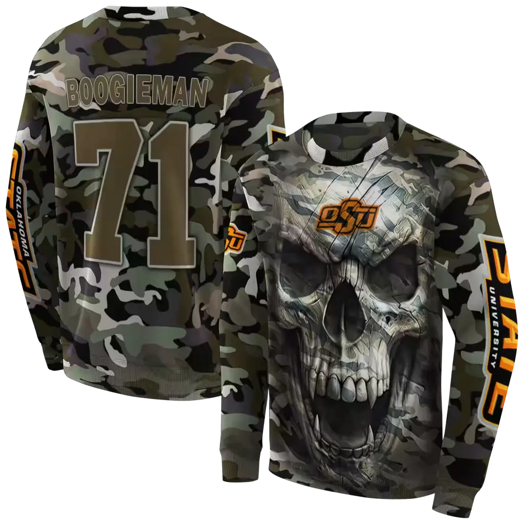 custom oklahoma state cowboys camo skull hoodie premium grade custom oklahoma state cowboys camo skull hoodie premium grade