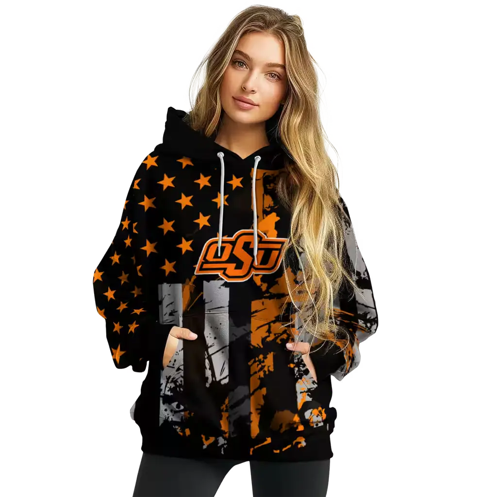 custom oklahoma state cowboys distressed flag orange black hoodie high quality custom oklahoma state cowboys distressed flag orange black hoodie high quality