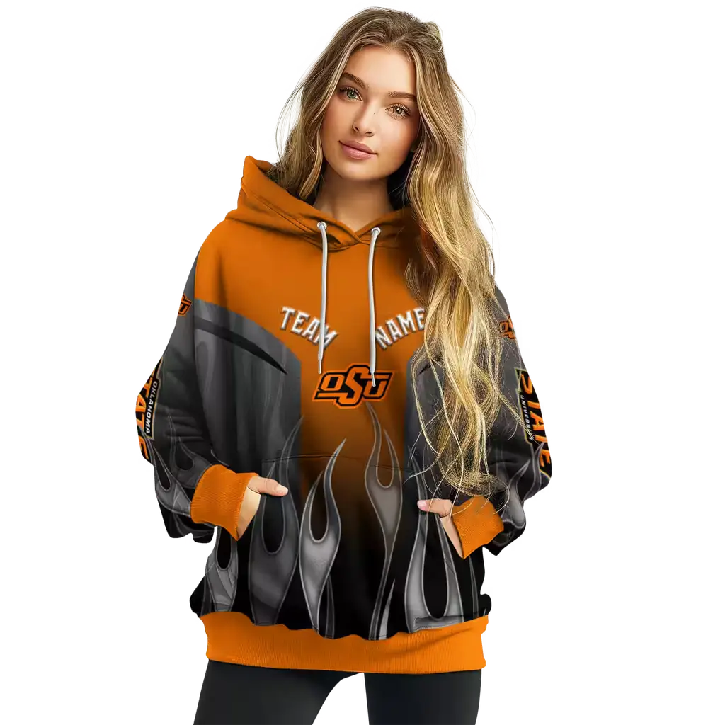 custom oklahoma state cowboys flame design orange hoodie high quality custom oklahoma state cowboys flame design orange hoodie high quality