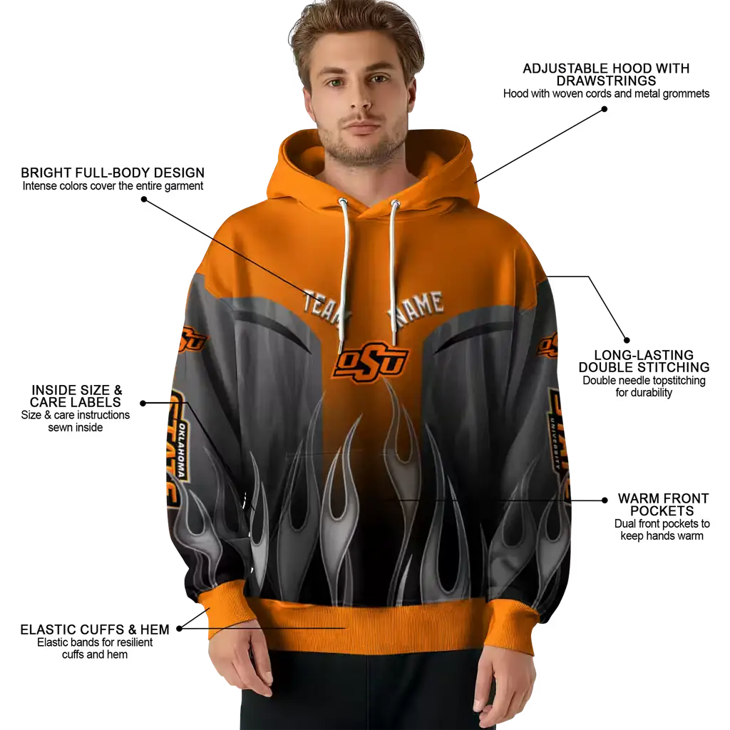 custom oklahoma state cowboys flame design orange hoodie latest model custom oklahoma state cowboys flame design orange hoodie latest model