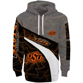 custom oklahoma state cowboys hexagonal mesh orange black gray hoodie best selling