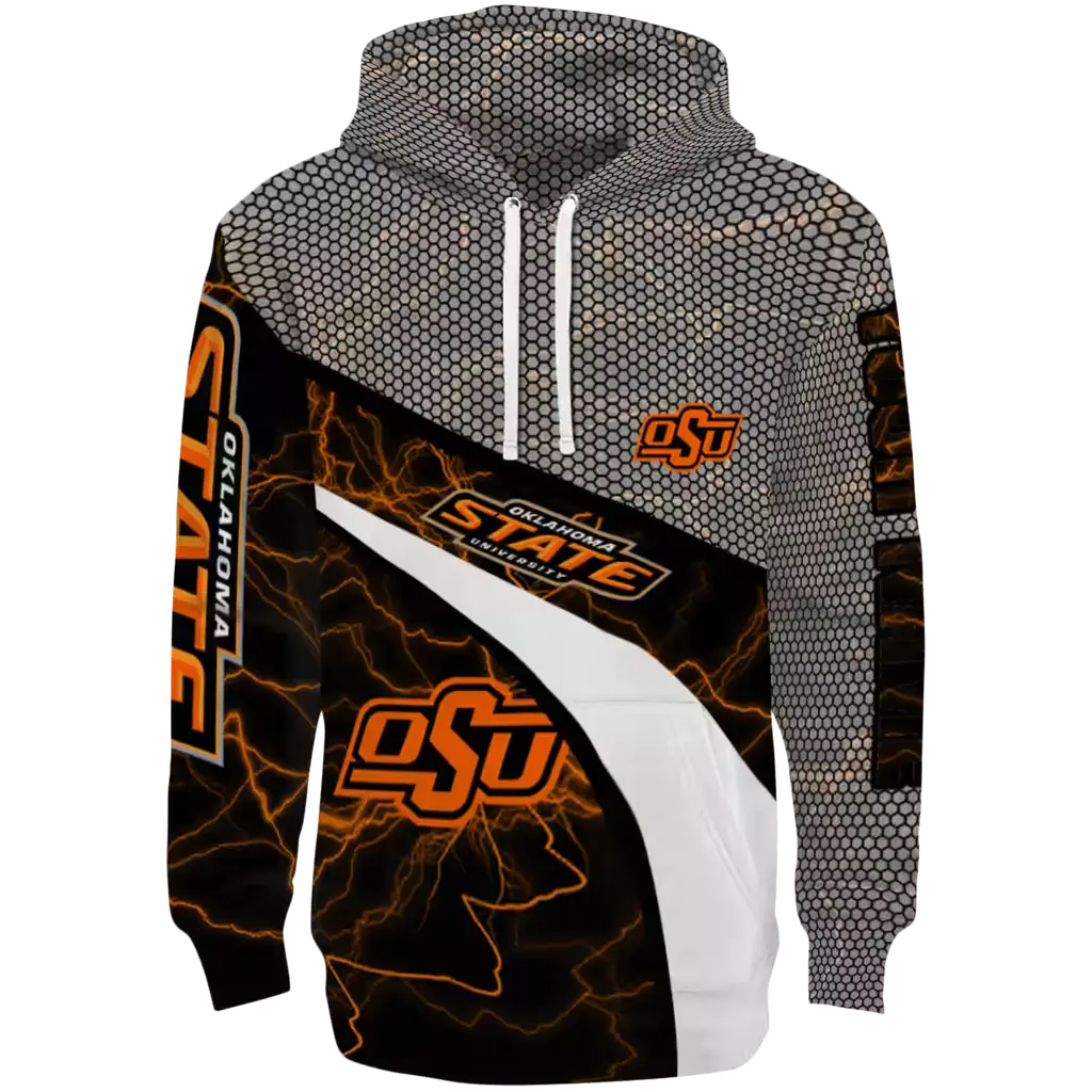 custom oklahoma state cowboys hexagonal mesh orange black gray hoodie best selling custom oklahoma state cowboys hexagonal mesh orange black gray hoodie best selling