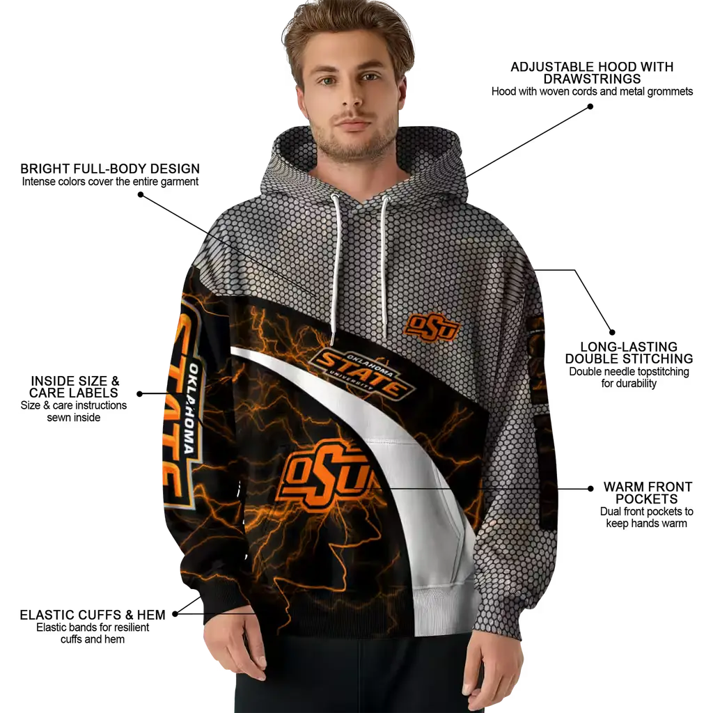 custom oklahoma state cowboys hexagonal mesh orange black gray hoodie latest model custom oklahoma state cowboys hexagonal mesh orange black gray hoodie latest model