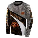 custom oklahoma state cowboys hexagonal mesh orange black gray hoodie best selling