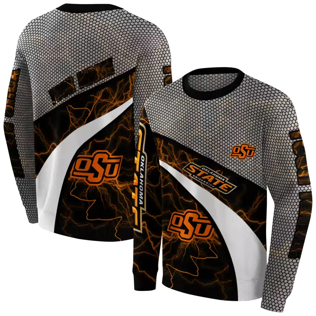 custom oklahoma state cowboys hexagonal mesh orange black gray hoodie premium grade custom oklahoma state cowboys hexagonal mesh orange black gray hoodie premium grade