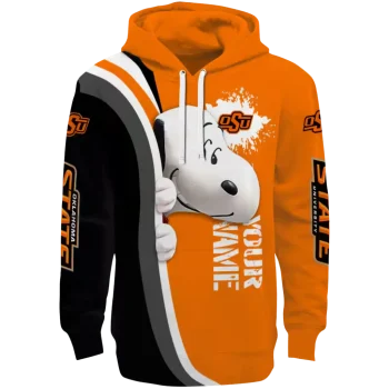 custom oklahoma state cowboys peeking snoopy orange hoodie best selling