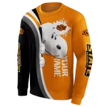 custom oklahoma state cowboys peeking snoopy orange hoodie best selling
