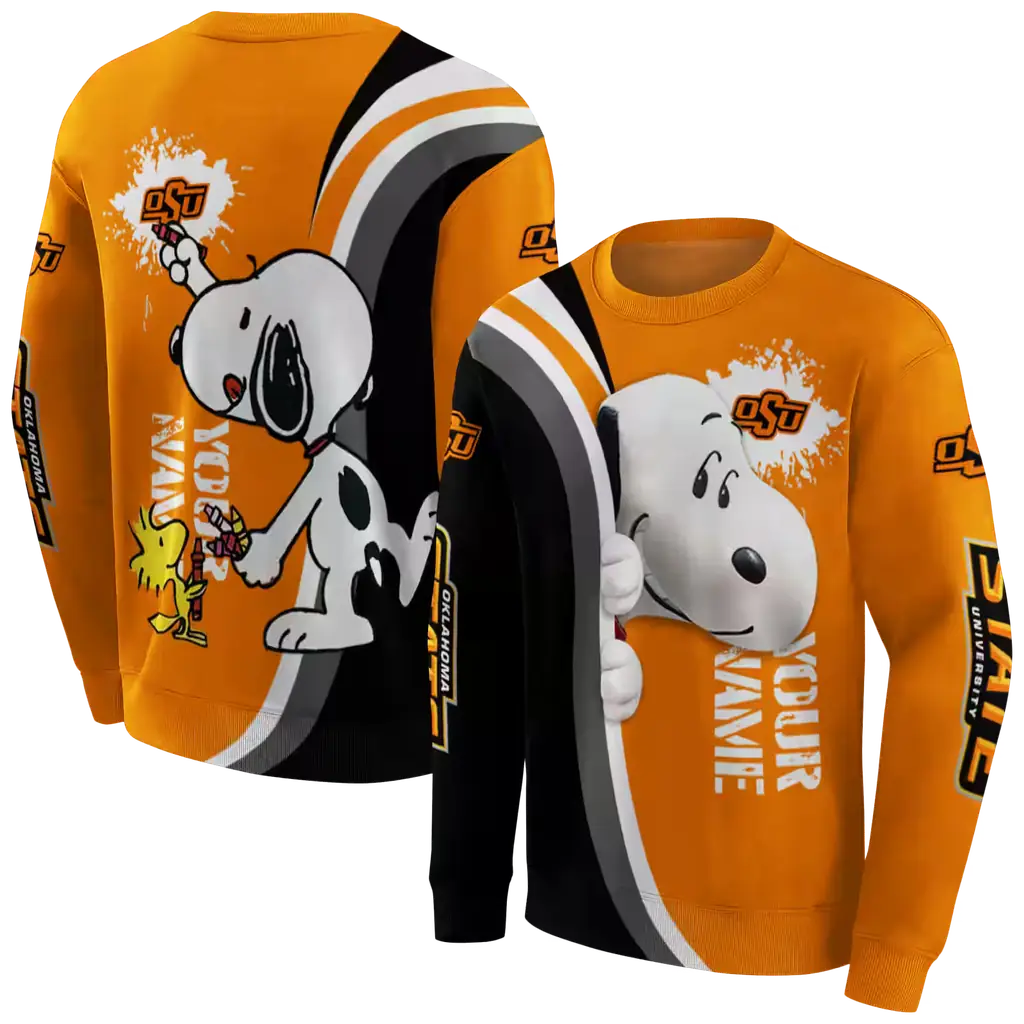 custom oklahoma state cowboys peeking snoopy orange hoodie premium grade custom oklahoma state cowboys peeking snoopy orange hoodie premium grade