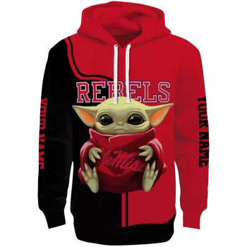 custom ole miss rebels baby yoda red black hoodie best selling
