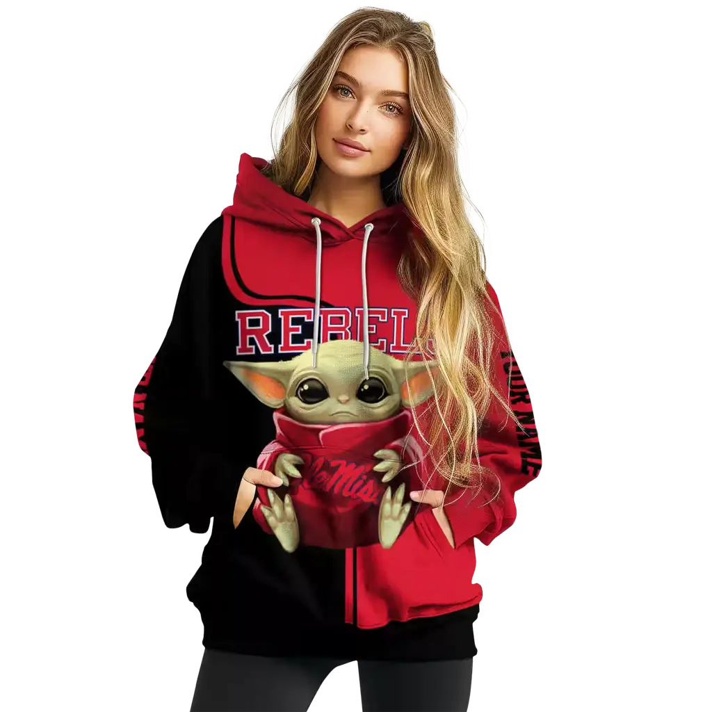 custom ole miss rebels baby yoda red black hoodie high quality custom ole miss rebels baby yoda red black hoodie high quality