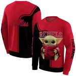 custom ole miss rebels baby yoda red black hoodie best selling