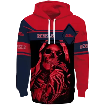 custom ole miss rebels grim reaper red black hoodie best selling