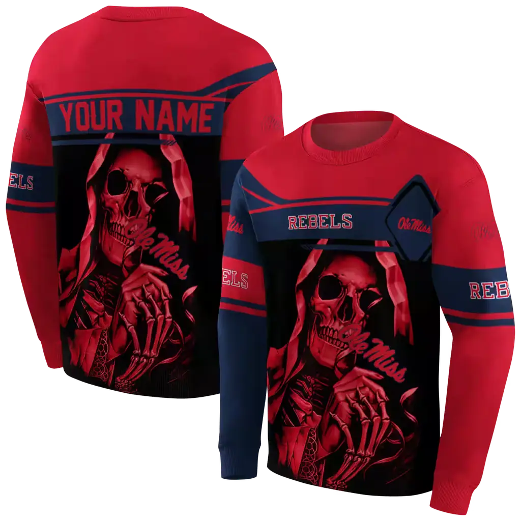 custom ole miss rebels grim reaper red black hoodie premium grade custom ole miss rebels grim reaper red black hoodie premium grade
