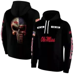 custom ole miss rebels punisher skull black hoodie best selling