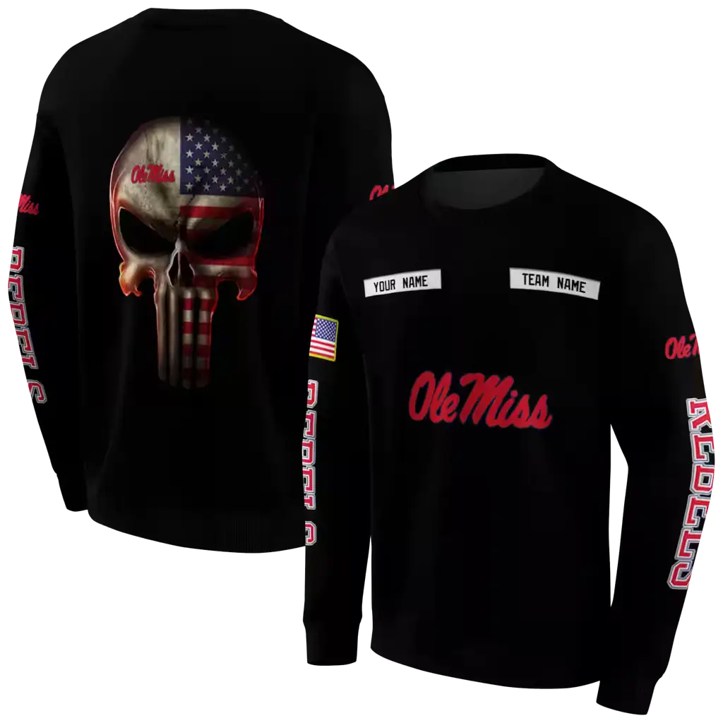 custom ole miss rebels punisher skull black hoodie premium grade custom ole miss rebels punisher skull black hoodie premium grade