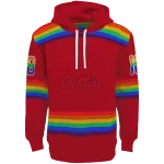 custom ole miss rebels rainbow stripes red hoodie best selling
