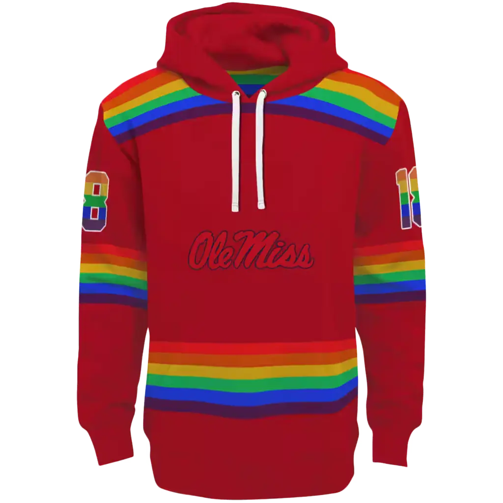 custom ole miss rebels rainbow stripes red hoodie best selling custom ole miss rebels rainbow stripes red hoodie best selling