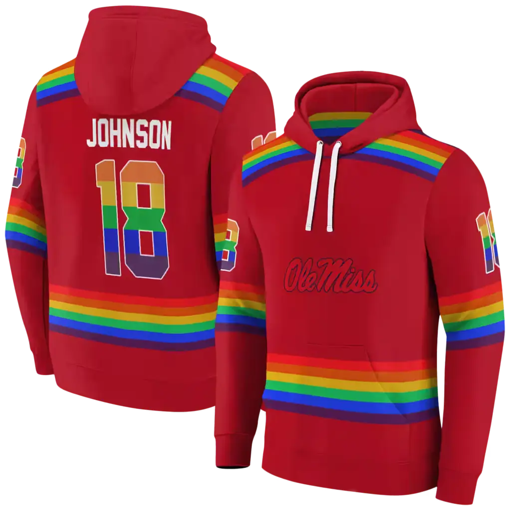 custom ole miss rebels rainbow stripes red hoodie fashion forward custom ole miss rebels rainbow stripes red hoodie fashion forward