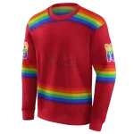 custom ole miss rebels rainbow stripes red hoodie best selling