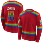 custom ole miss rebels rainbow stripes red hoodie best selling