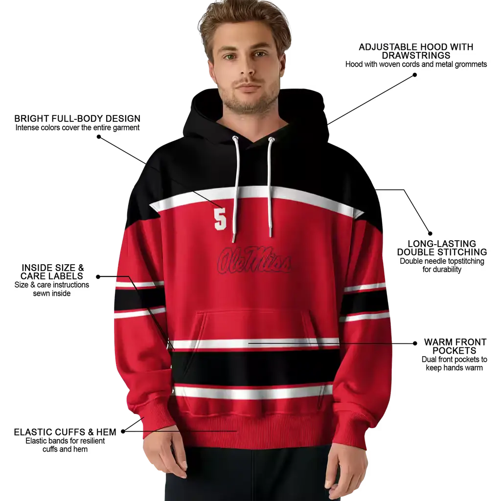 custom ole miss rebels striped pattern red hoodie latest model custom ole miss rebels striped pattern red hoodie latest model