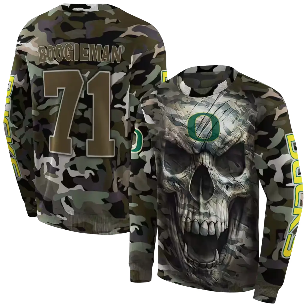 custom oregon ducks camo skull hoodie premium grade custom oregon ducks camo skull hoodie premium grade