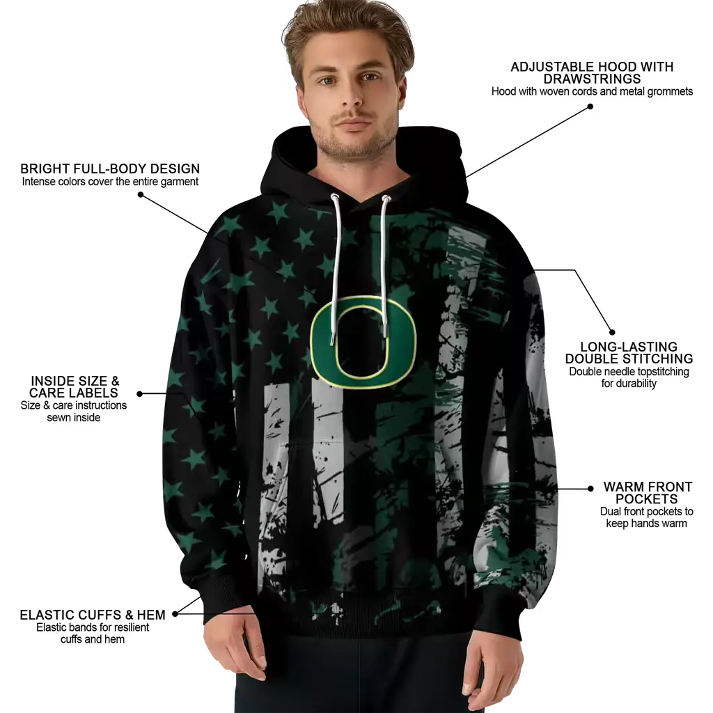 custom oregon ducks distressed flag green black hoodie latest model custom oregon ducks distressed flag green black hoodie latest model