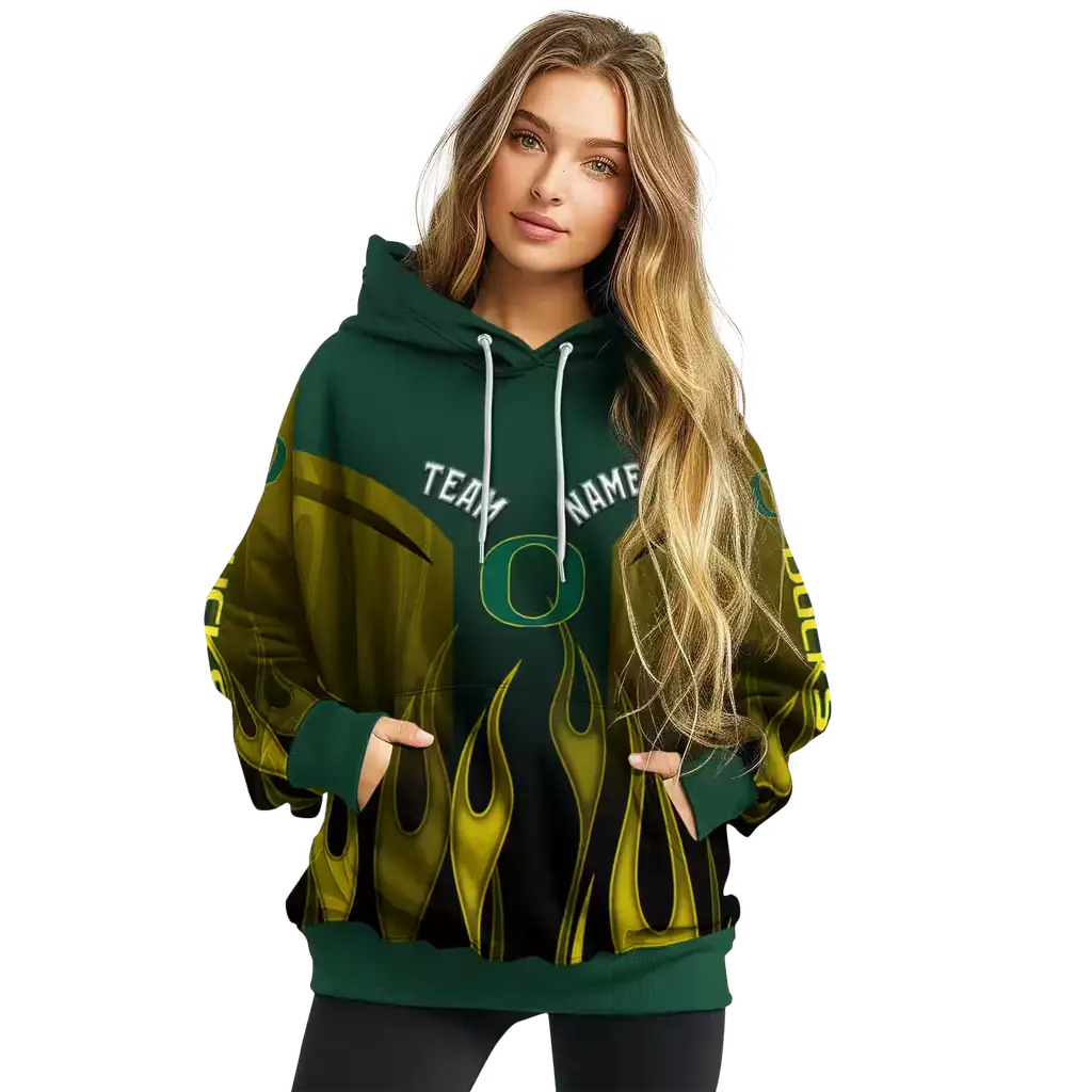 custom oregon ducks flame design green hoodie high quality custom oregon ducks flame design green hoodie high quality