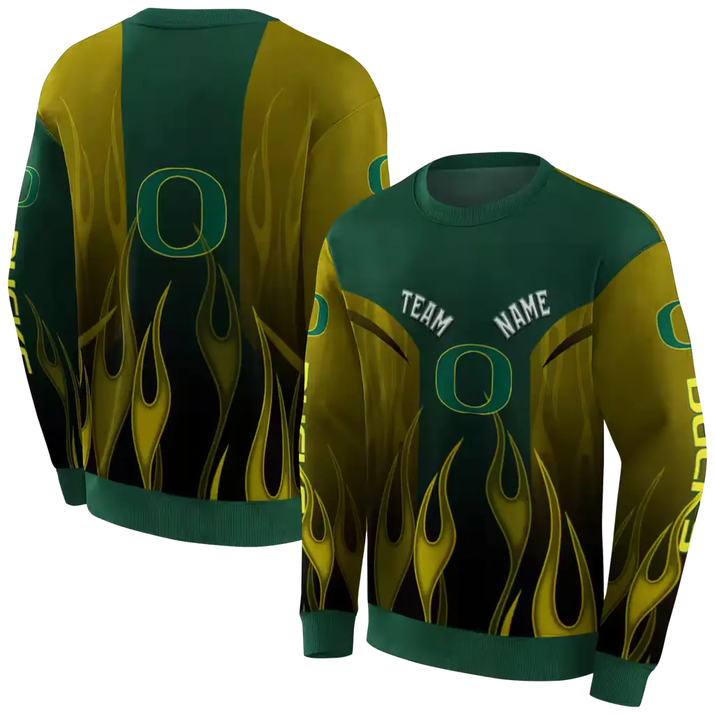 custom oregon ducks flame design green hoodie premium grade custom oregon ducks flame design green hoodie premium grade