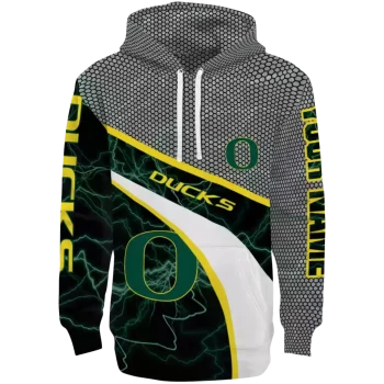 custom oregon ducks hexagonal mesh green black gray hoodie best selling