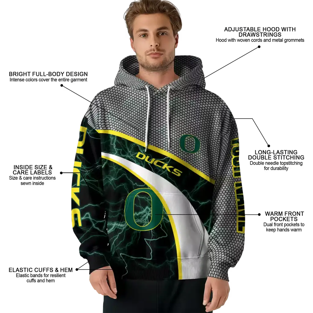 custom oregon ducks hexagonal mesh green black gray hoodie latest model custom oregon ducks hexagonal mesh green black gray hoodie latest model