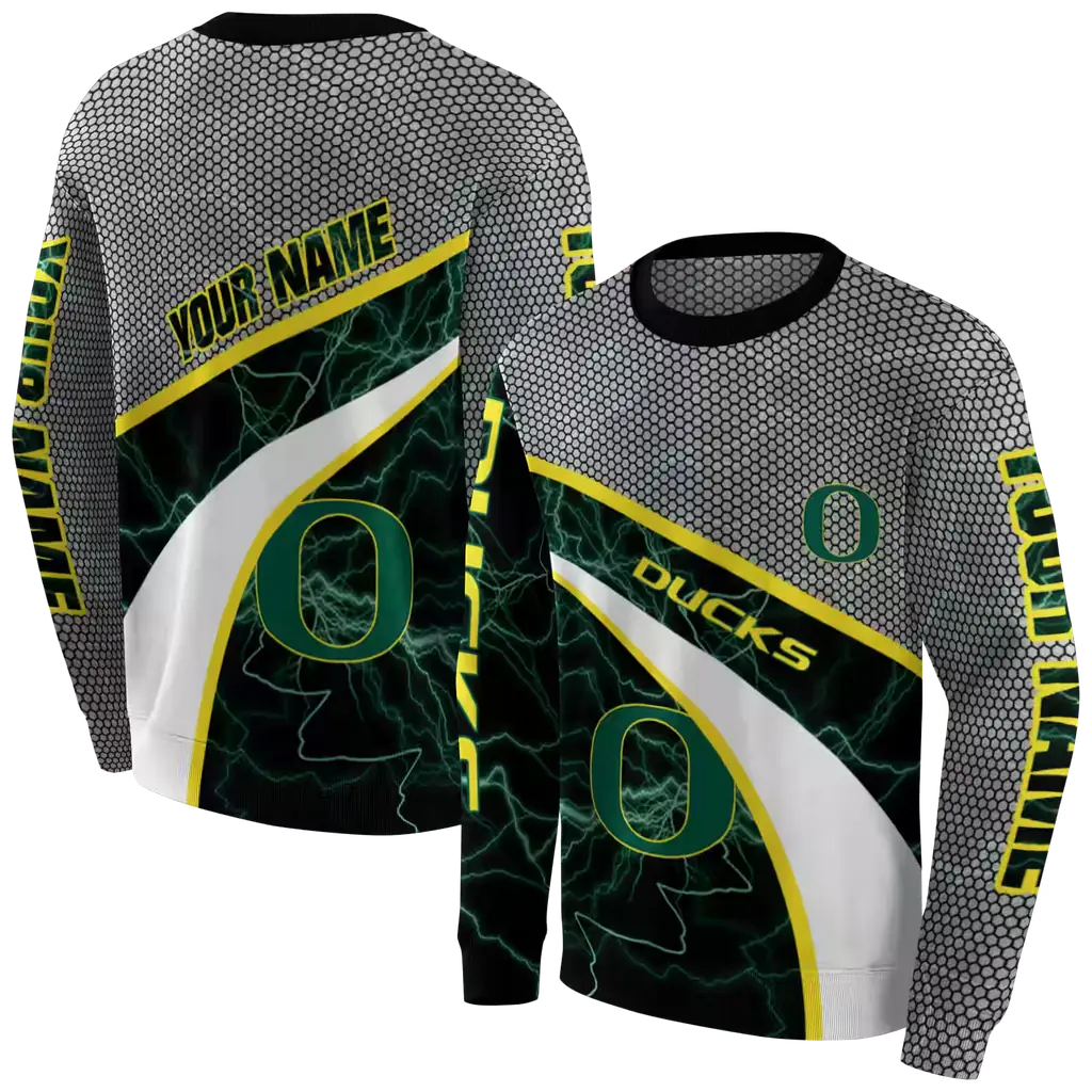custom oregon ducks hexagonal mesh green black gray hoodie premium grade custom oregon ducks hexagonal mesh green black gray hoodie premium grade