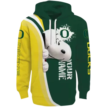 custom oregon ducks peeking snoopy green hoodie best selling