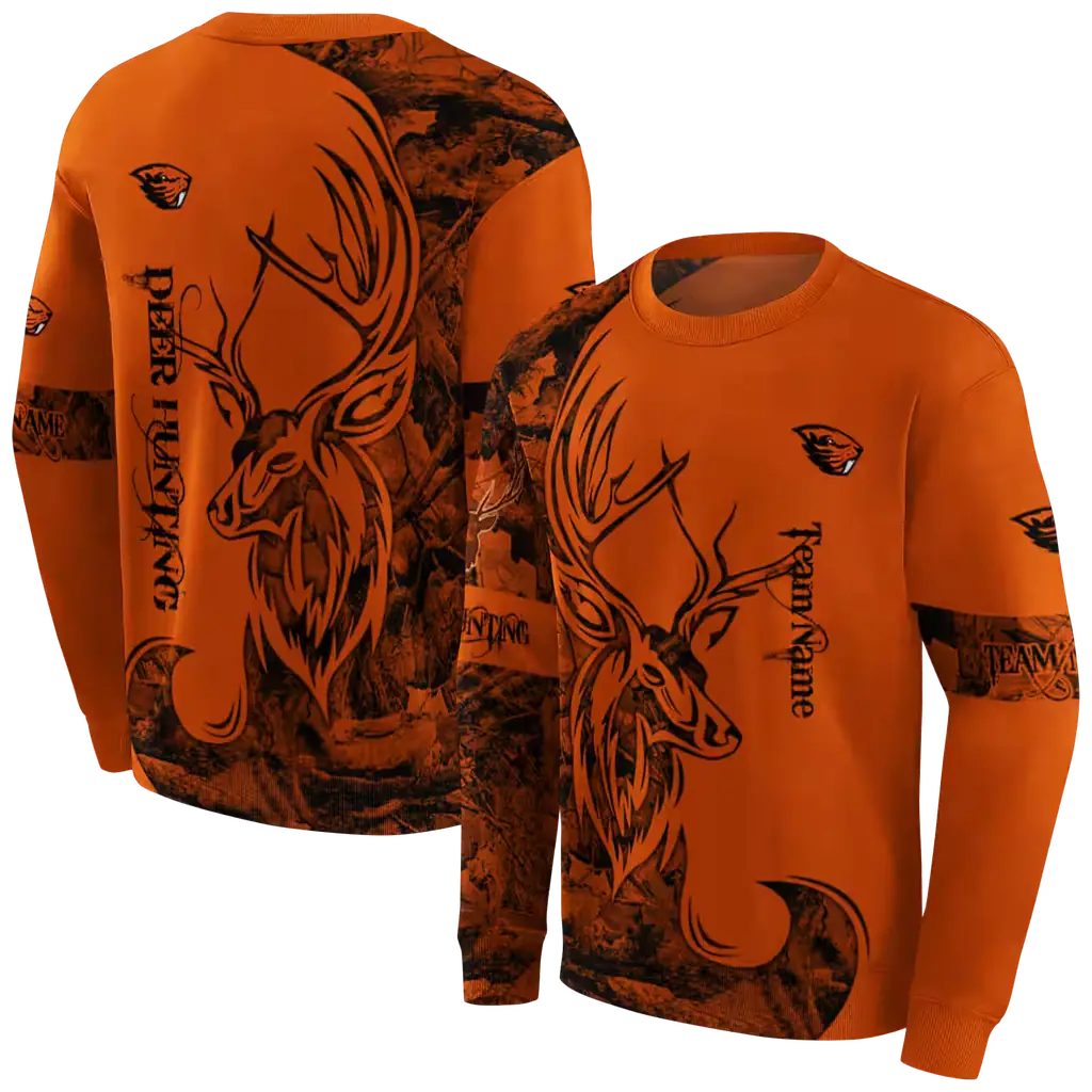 custom oregon state beavers deer silhouette orange hoodie premium grade custom oregon state beavers deer silhouette orange hoodie premium grade