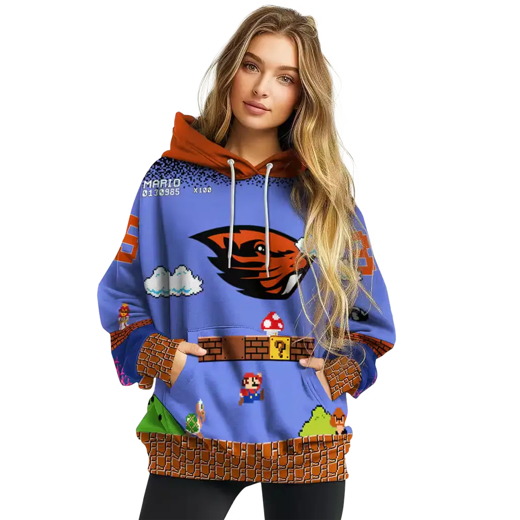 custom oregon state beavers mario blue black hoodie high quality custom oregon state beavers mario blue black hoodie high quality