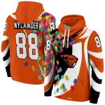 custom oregon state beavers puzzle pieces orange hoodie best selling
