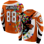 custom oregon state beavers puzzle pieces orange hoodie best selling