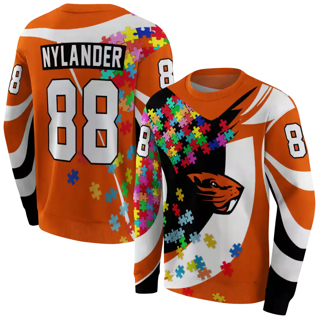 custom oregon state beavers puzzle pieces orange hoodie premium grade custom oregon state beavers puzzle pieces orange hoodie premium grade